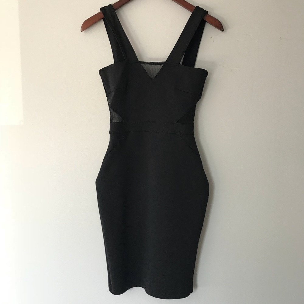 French Connection Black Tight Dress w/Sheer Detail